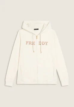 Freddy Felpa comfort grafica dorata con zip e cappuccio-Donna Padel|Pilates