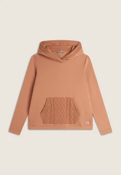 Freddy Felpa con cappuccio e tasca a marsupio in tricot a trecce-Donna Felpe