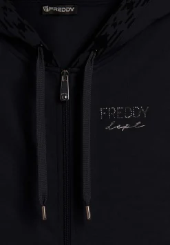 Freddy Felpa con cappuccio foderato fantasia e zip frontale-Donna Ginnastica|Felpe