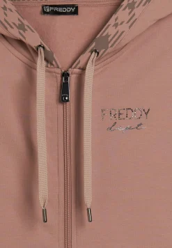 Freddy Felpa con cappuccio foderato fantasia e zip frontale-Donna Ginnastica|Felpe
