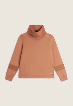 Freddy Felpa con collo alto a coste e inserti tricot a trecce-Donna Felpe
