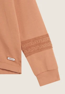 Freddy Felpa con collo alto a coste e inserti tricot a trecce-Donna Felpe