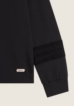 Freddy Felpa con collo alto a coste e inserti tricot a trecce-Donna Felpe