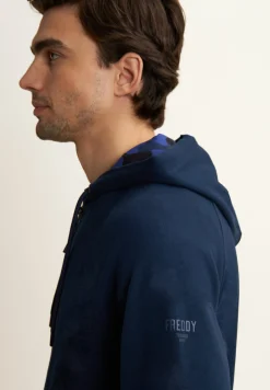 Freddy Felpa con zip e Cappuccio con Interno Camouflage-Uomo Felpe