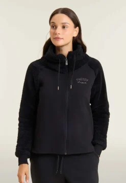 Freddy Felpa con zip e collo alto, maniche e collo in pile sherpa-Donna Ginnastica|Felpe