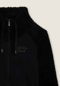 Freddy Felpa con zip e collo alto, maniche e collo in pile sherpa-Donna Ginnastica|Felpe