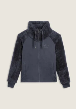 Freddy Felpa con zip e collo alto, maniche e collo in pile sherpa-Donna Ginnastica|Felpe