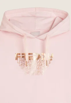 Freddy Felpa corta Bambina con stampa dorata e cappuccio- Felpe
