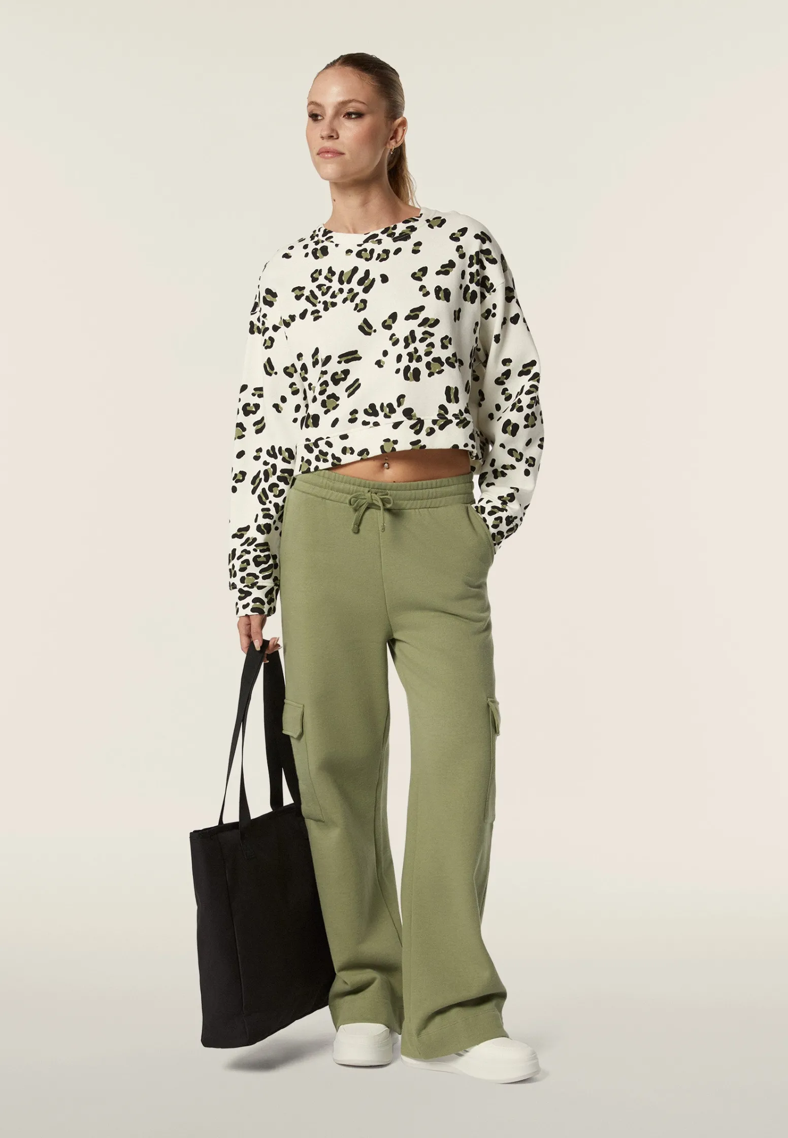 Freddy Felpa corta comfort fit girocollo con fantasia maculata-Donna Felpe