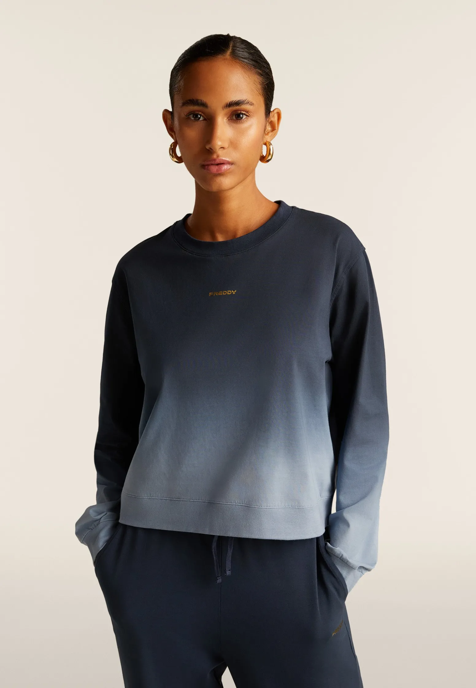 Freddy Felpa corta comfort fit in jersey dégradé-Donna Felpe