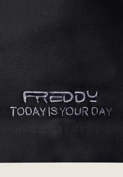 Freddy Felpa corta oversize con zip e cappuccio decorato da ricamo-Donna Felpe