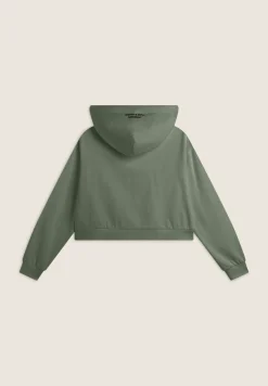 Freddy Felpa corta oversize con zip e cappuccio decorato da ricamo-Donna Felpe
