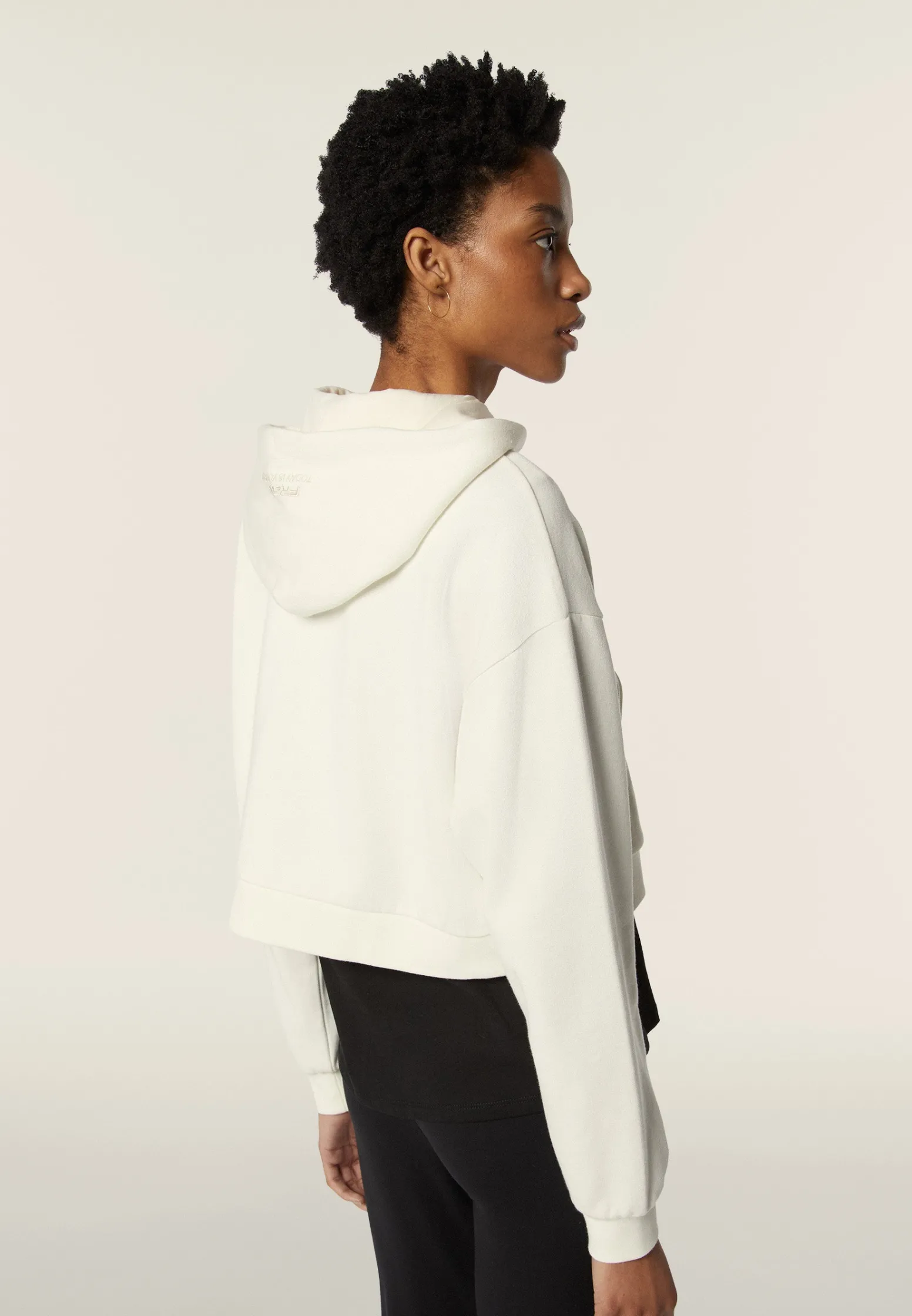 Freddy Felpa corta oversize con zip e cappuccio decorato da ricamo-Donna Felpe