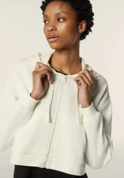 Freddy Felpa corta oversize con zip e cappuccio decorato da ricamo-Donna Felpe