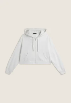 Freddy Felpa corta oversize con zip e cappuccio decorato da ricamo-Donna Felpe