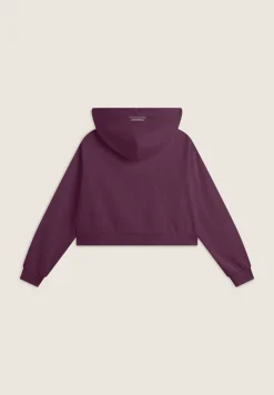 Freddy Felpa corta oversize con zip e cappuccio decorato da ricamo-Donna Felpe