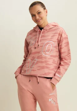 Freddy Felpa cropped camouflage con cappuccio e stampa “MOV”-Donna Fitness|Felpe
