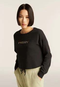 Freddy Felpa Cropped con Logo Multicolore-Donna Felpe