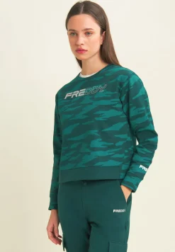 Freddy Felpa cropped con logo perlato e fantasia camouflage-Donna Fitness|Felpe