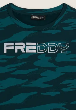 Freddy Felpa cropped con logo perlato e fantasia camouflage-Donna Fitness|Felpe