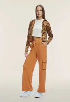 Freddy Felpa cropped con zip e cappuccio animalier-Donna Felpe
