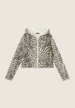 Freddy Felpa cropped con zip e cappuccio animalier-Donna Felpe