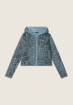Freddy Felpa cropped con zip e cappuccio animalier-Donna Felpe