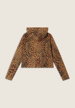 Freddy Felpa cropped con zip e cappuccio animalier-Donna Felpe