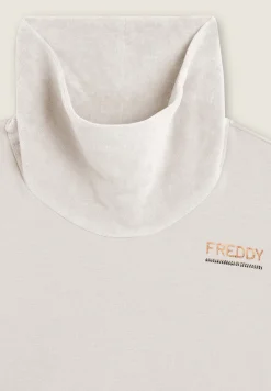 Freddy Felpa da donna con fondo e collo alto in velluto-Donna Ginnastica|Felpe