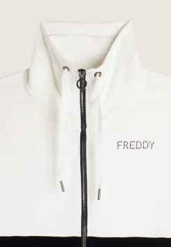 Freddy Felpa da donna Zip e Collo Alto con Banda in Velluto-Donna Ginnastica|Felpe