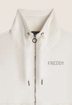 Freddy Felpa da donna Zip e Collo Alto con Banda in Velluto-Donna Ginnastica|Felpe