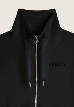 Freddy Felpa da donna Zip e Collo Alto con Banda in Velluto-Donna Ginnastica|Felpe