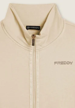 Freddy Felpa da donna zip e collo alto con logo minimal-Donna Pilates|Ginnastica