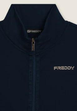 Freddy Felpa da donna zip e collo alto con logo minimal-Donna Pilates|Ginnastica