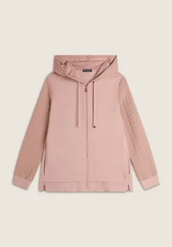 Freddy Felpa donna comfort con zip e cappuccio e maniche a trecce-Donna Felpe