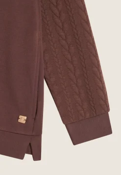 Freddy Felpa donna comfort con zip e cappuccio e maniche a trecce-Donna Felpe