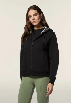 Freddy Felpa donna comfort con zip e cappuccio con interno maculato-Donna Fitness|Felpe