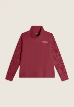 Freddy Felpa donna comfort fit con collo alto e maniche fantasia floreale-Donna Pilates|Ginnastica