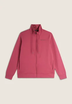 Freddy Felpa donna comfort fit zip e collo alto con interno floreale-Donna Ginnastica|Felpe