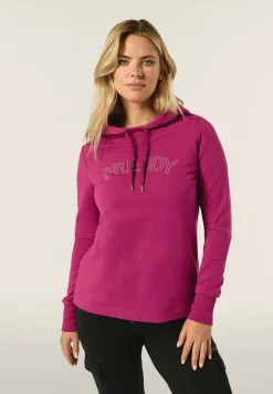 Freddy Felpa donna con cappuccio stampa paislely e logo con borchie-Donna Ginnastica|Felpe