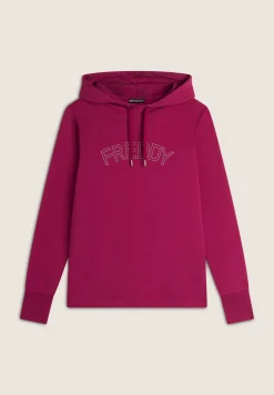 Freddy Felpa donna con cappuccio stampa paislely e logo con borchie-Donna Ginnastica|Felpe