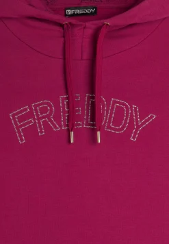 Freddy Felpa donna con cappuccio stampa paislely e logo con borchie-Donna Ginnastica|Felpe