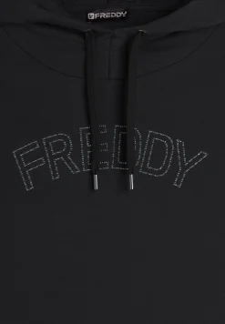 Freddy Felpa donna con cappuccio stampa paislely e logo con borchie-Donna Ginnastica|Felpe