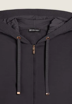 Freddy Felpa donna con cappuccio e inserti micro-trecce-Donna Felpe