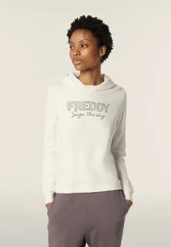 Freddy Felpa donna con Cappuccio con Logo e Lettering in Strass-Donna Ginnastica|Felpe