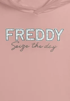 Freddy Felpa donna con Cappuccio con Logo e Lettering in Strass-Donna Ginnastica|Felpe
