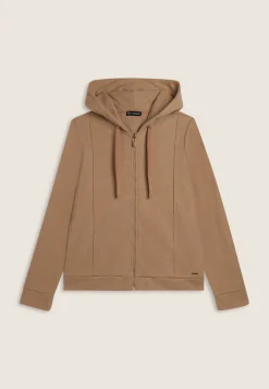 Freddy Felpa donna con cappuccio e zip, effetto tricot-Donna Felpe