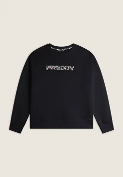 Freddy Felpa donna con cappuccio comfort fit con logo maculato-Donna Fitness|Felpe