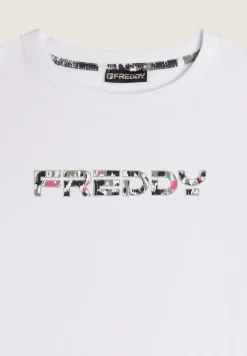 Freddy Felpa donna con cappuccio comfort fit con logo maculato-Donna Fitness|Felpe