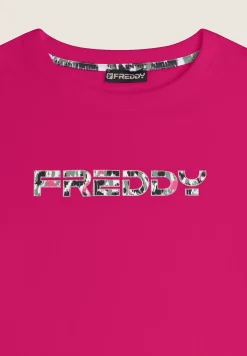 Freddy Felpa donna con cappuccio comfort fit con logo maculato-Donna Fitness|Felpe